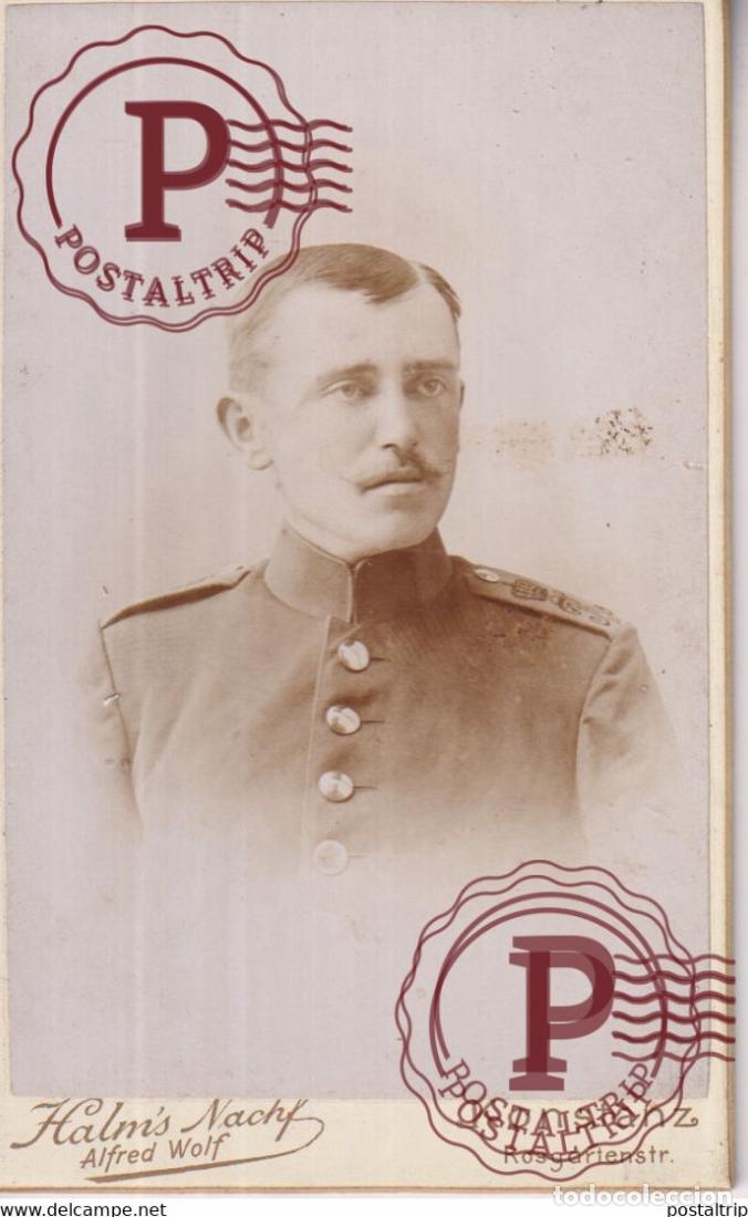 Fotograf&iacute;a antigua: HALMS ALFRED WOLF KONSTANZ deutscher Soldat Germany DUITSLAND CDV Fotografie MILITAR +-10*6CM