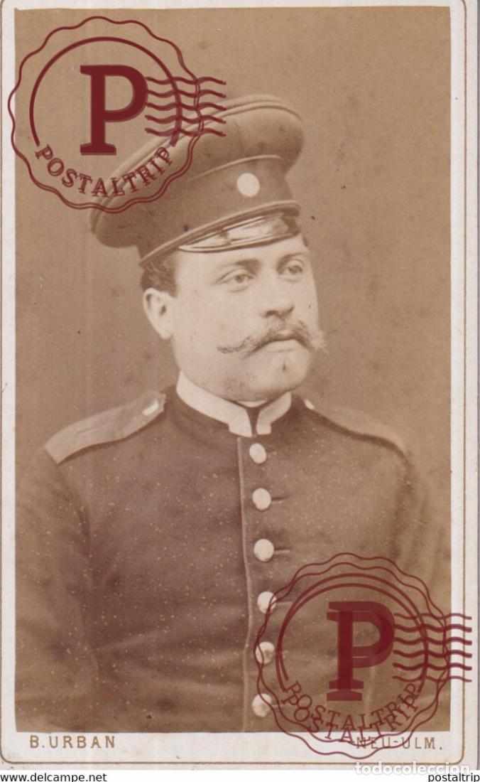 Fotograf&iacute;a antigua: RARE B URBAN NEU ULM Photogra deutscher Soldat Germany DUITSLAND CDV Fotografie MILITAR +-10*6CM