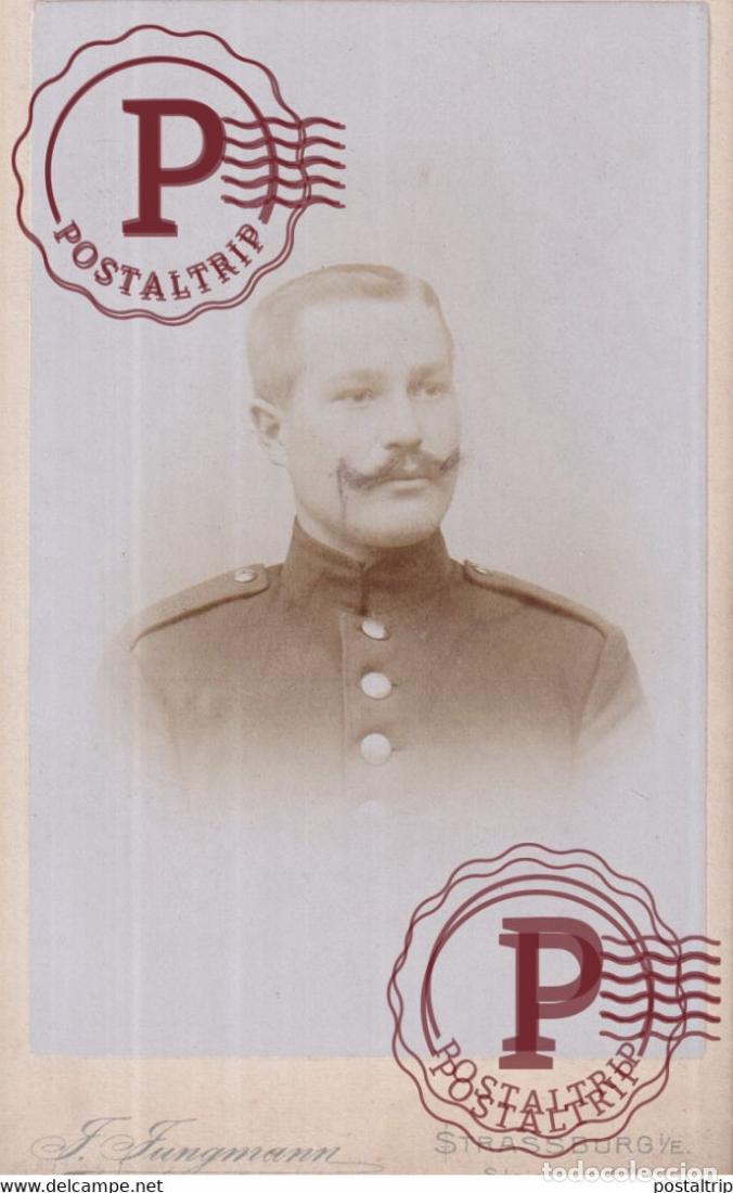 Fotograf&iacute;a antigua: JUNGMANN STRASSBURG deutscher Soldat Germany DUITSLAND CDV Fotografie MILITAR +-10*6CM