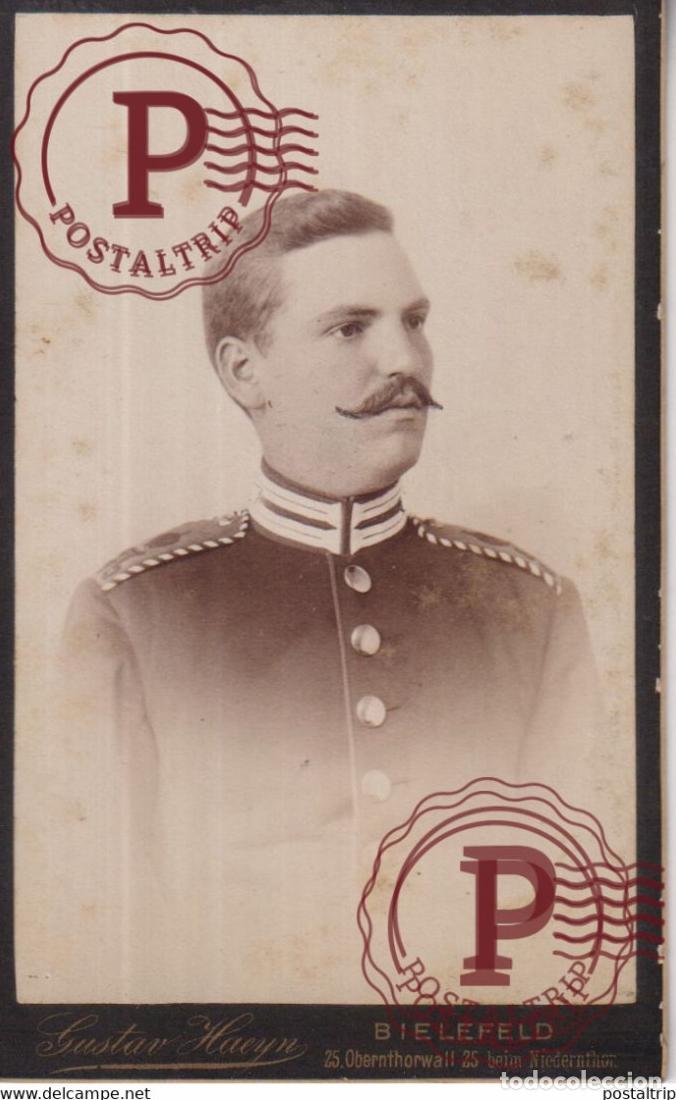 Fotograf&iacute;a antigua: RARE Fotografie Gustav Haeyn, Bielefeld deutscher Soldat Germany DUITSLAND CDV Fotografie MILITAR +