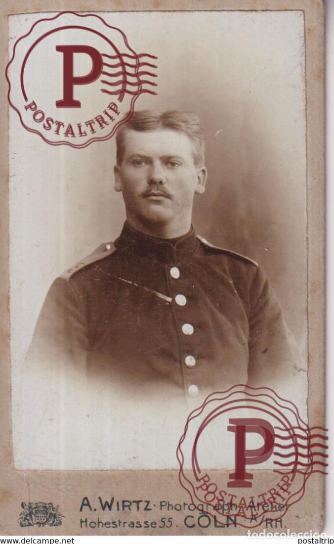 Fotograf&iacute;a antigua: Atelier Wirtz - C&ouml;lnRh deutscher Soldat Germany DUITSLAND CDV Fotografie MILITAR +-10*6CM