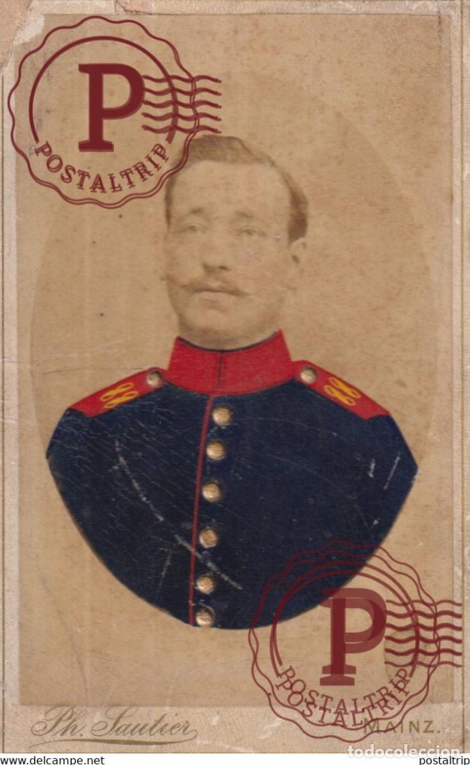 Fotograf&iacute;a antigua: Mainz Philipp SautieR deutscher Soldat Germany DUITSLAND CDV Fotografie MILITAR +-10*6CM