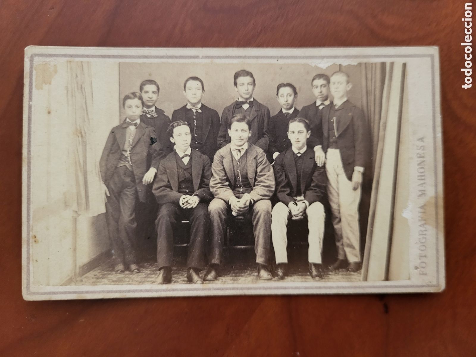Fotograf&iacute;a antigua: ANTIGUA CDV FOTOGRAFIA MAHONESA MAHON BALEARES GRUPO ESTUDIANTES