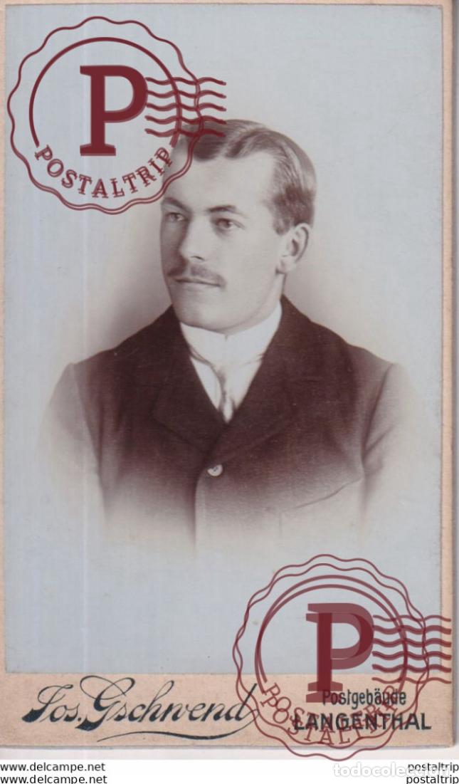 Fotograf&iacute;a antigua: JOS. GSCHNEND. POSTGEB&Auml;UDE LANGENTHAL. +-10.5*6.5CM CDV