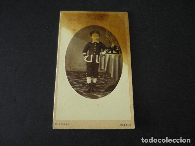 Fotograf&iacute;a antigua: CARTE DE VISITE RETRATO DE NI&Ntilde;O E. INCLAN FOTOGRAFO BURGOS
