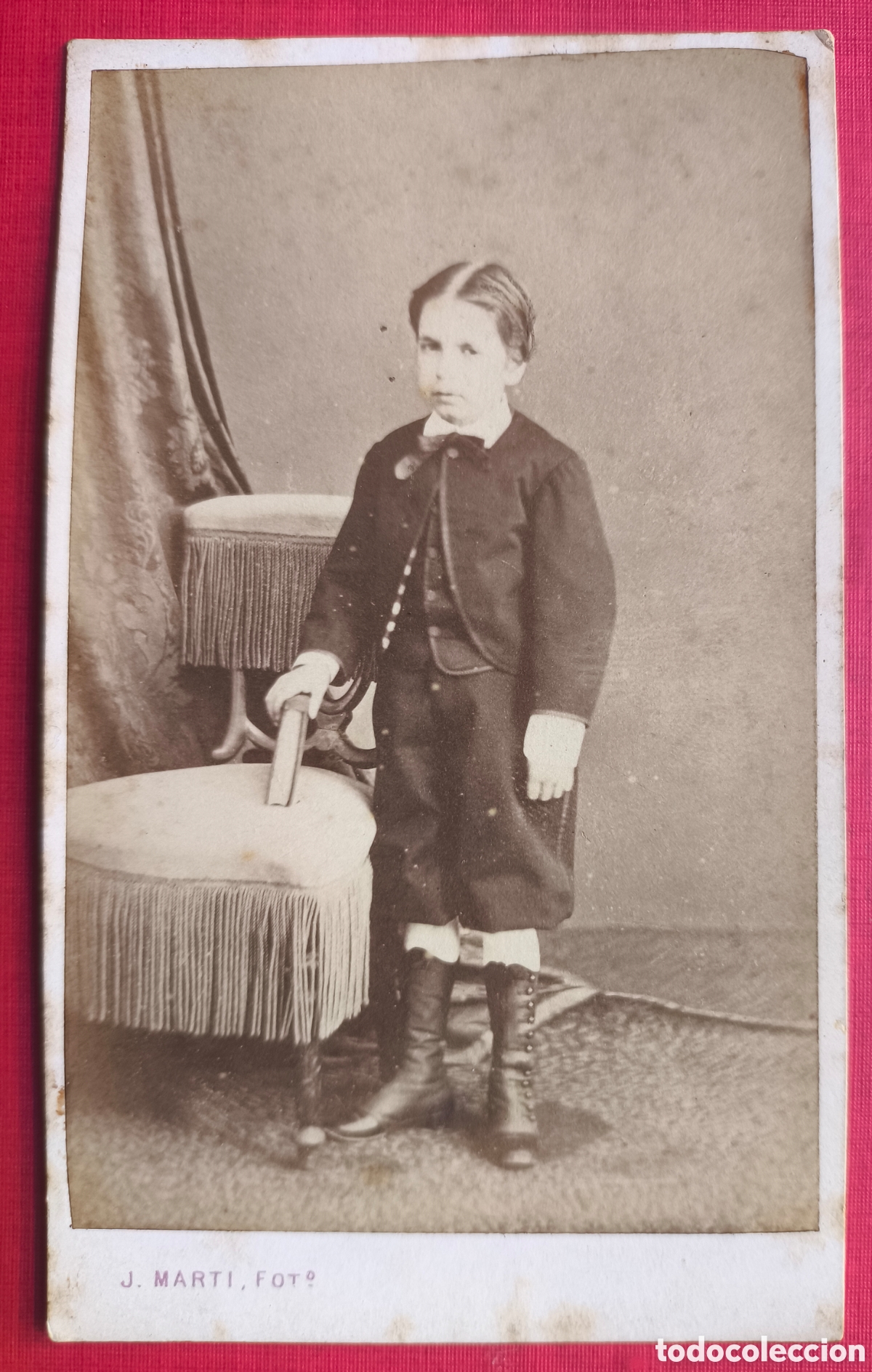 Fotograf&iacute;a antigua: FOTOGRAF&Iacute;A CDV RETRATO DE ESTUDIO NI&Ntilde;0 FOT&Oacute;GRAFO MOLIN&Eacute; Y ALBAREDA BARCELONA C. 1900