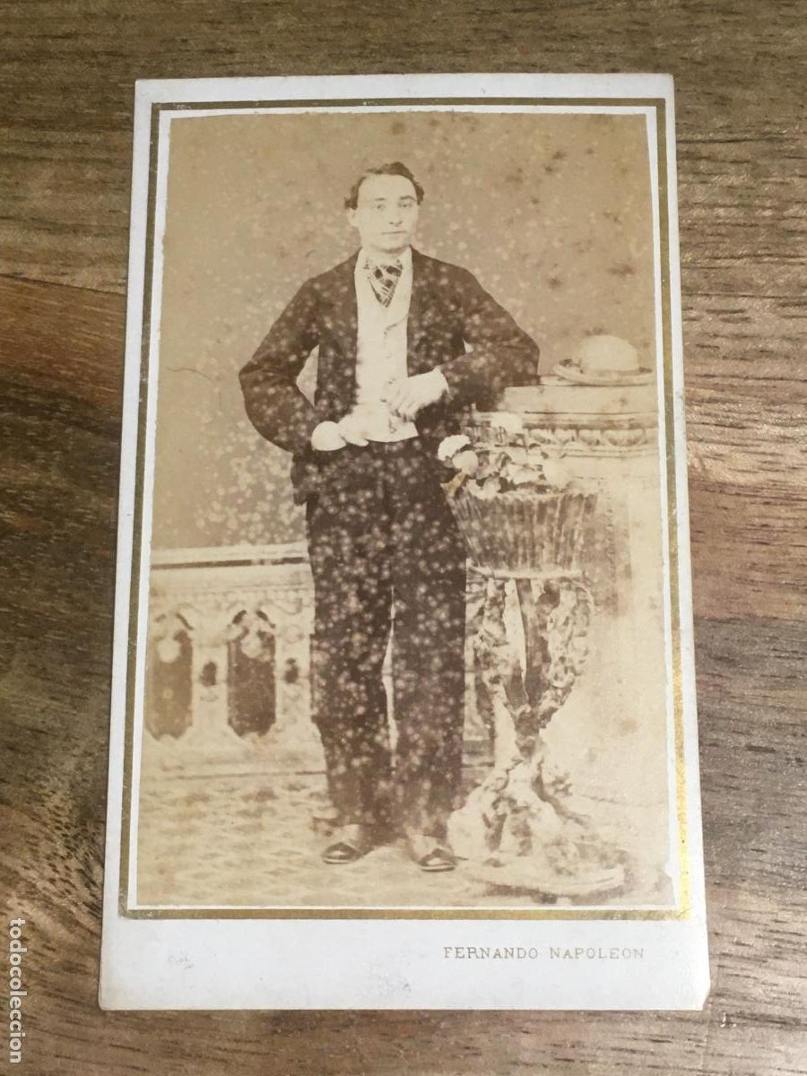Fotograf&iacute;a antigua: carta de visita foto original muy antigua siglo XIX fotografo napoleon barcelona