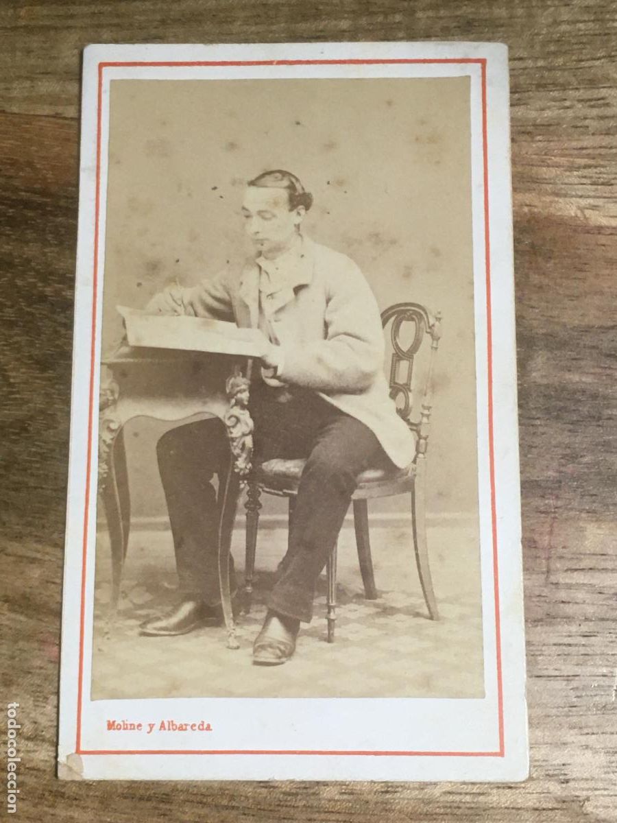 Fotograf&iacute;a antigua: carta de visita foto original muy antigua siglo XIX fotografo moline y albareda barcelona