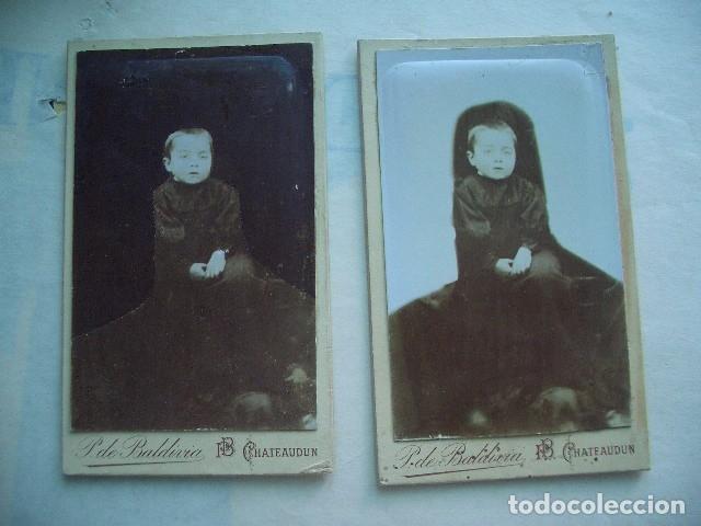 Fotograf&iacute;a antigua: 2 Post Mortem Carta de Visita de ni&ntilde;o postmortem CDV