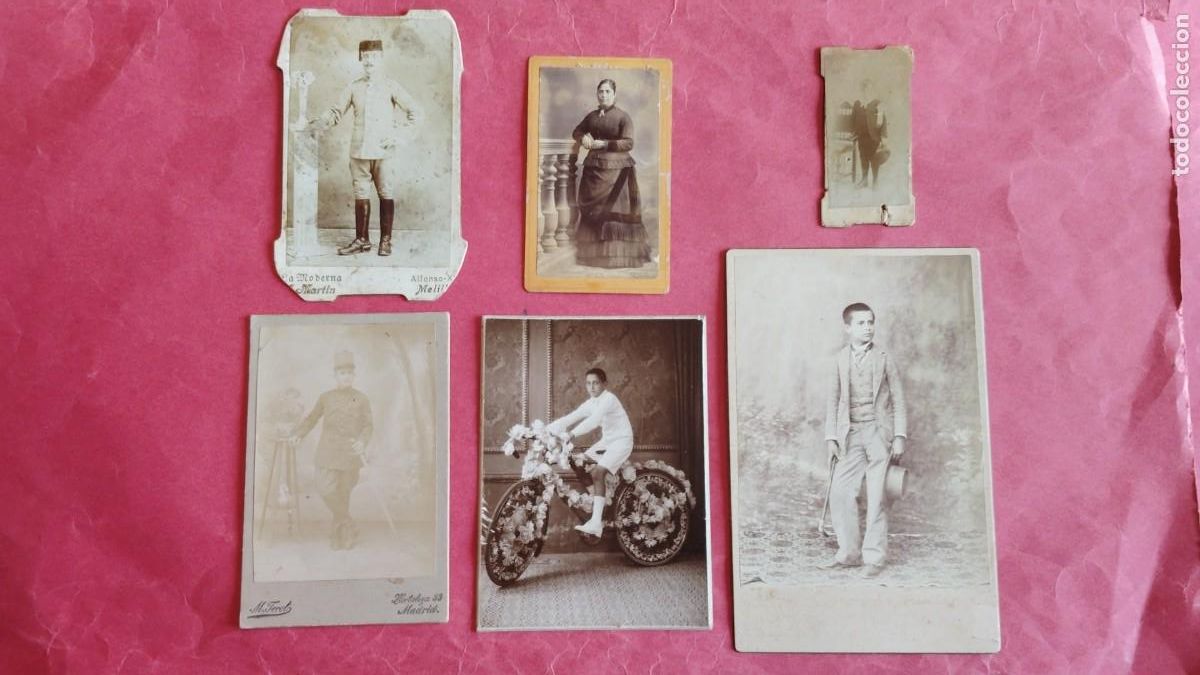 Fotograf&iacute;a antigua: CARTES DE VISITE.-ALBUMINAS.-FOTOGRAFIAS.-MILITARES.-NI&Ntilde;OS.-LOTE DE 6 FOTOS ANTIGUAS.-SIGLO XIX-XX.