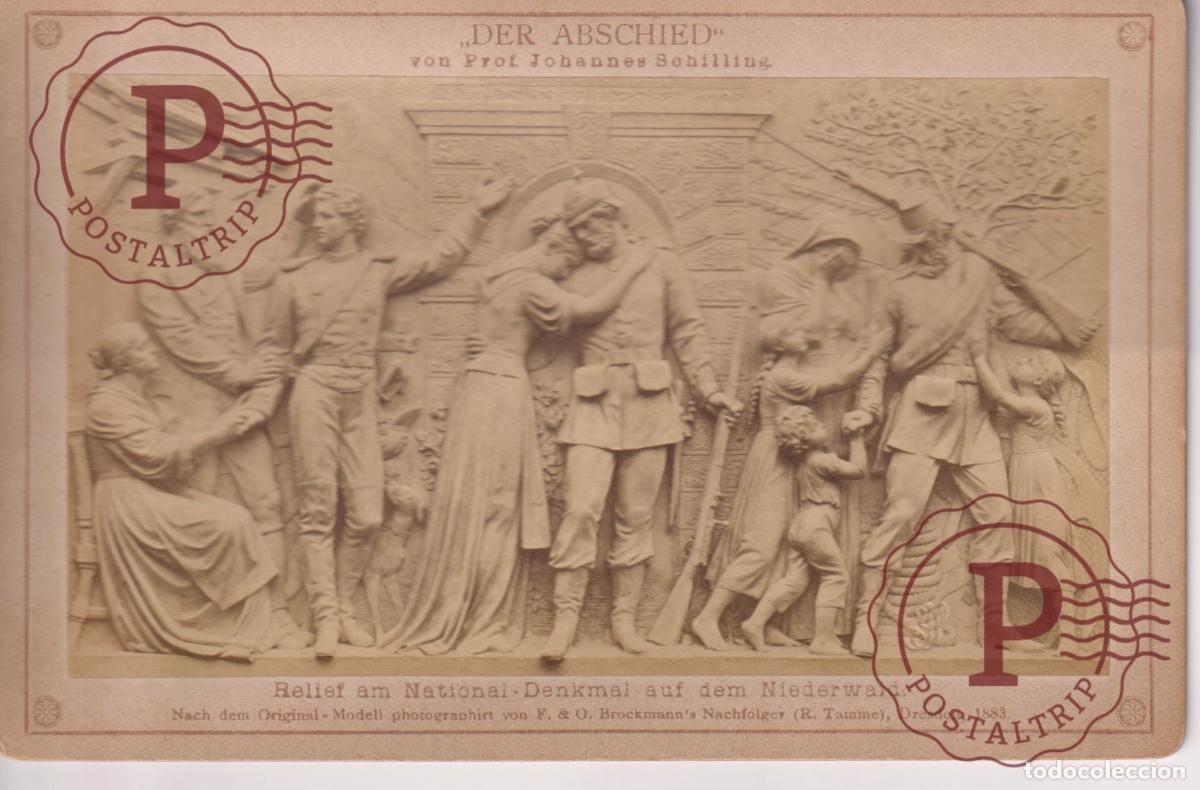 Fotograf&iacute;a antigua: RELIEF AM NATIONAL DENKMAL AUF DEM NIEDERWALD HESSE +-16,5*11CM CABINET