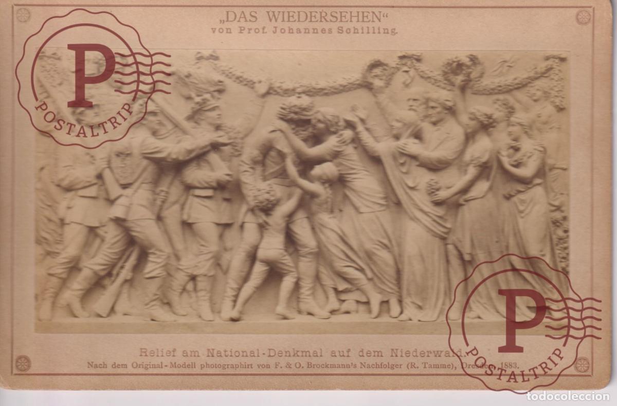 Fotograf&iacute;a antigua: RELIEF AM NATIONAL DENKMAL AUF DEM NIEDERWALD HESSE +-16,5*11CM CABINET