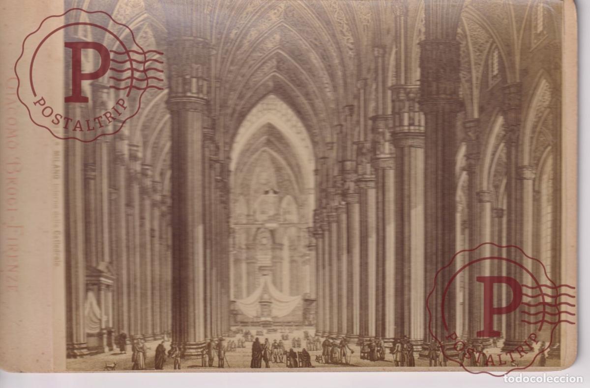 Fotograf&iacute;a antigua: 1885 Giacomo Brogi Florence Italie MILANO CATTEDRALE INTERNO +-16,5*11CM CABINET