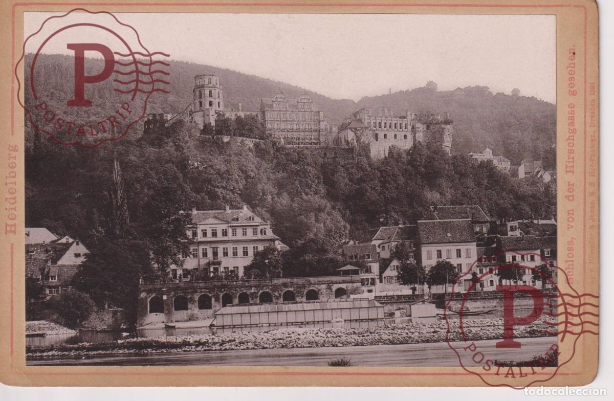 Fotograf&iacute;a antigua: HEIDELBERG SCHLOSS VON DER HIRSCHGASSE GESEHEN GERMANY DEUTSCHLAND CABINET +-16*11CM