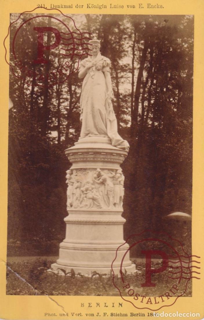 Fotograf&iacute;a antigua: CRACK BERLIN DENKMAL DER KONIGIN LUISE VON E ENCKE GERMANY DEUTSCHLAND 1880 CABINET +-16*11CM