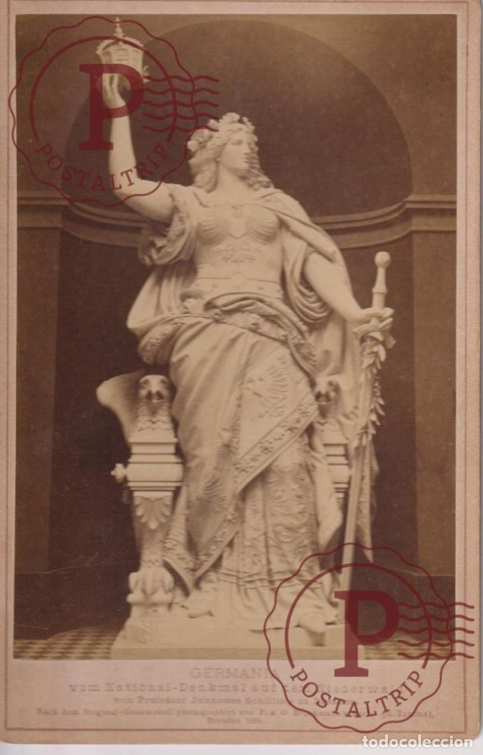 Fotograf&iacute;a antigua: GERMANIA VOM NATIONAL DENKMAL AUF DEM NIEDERWALD DRESDEN GERMANY DEUTSCHLAND CABINET +-16*11CM