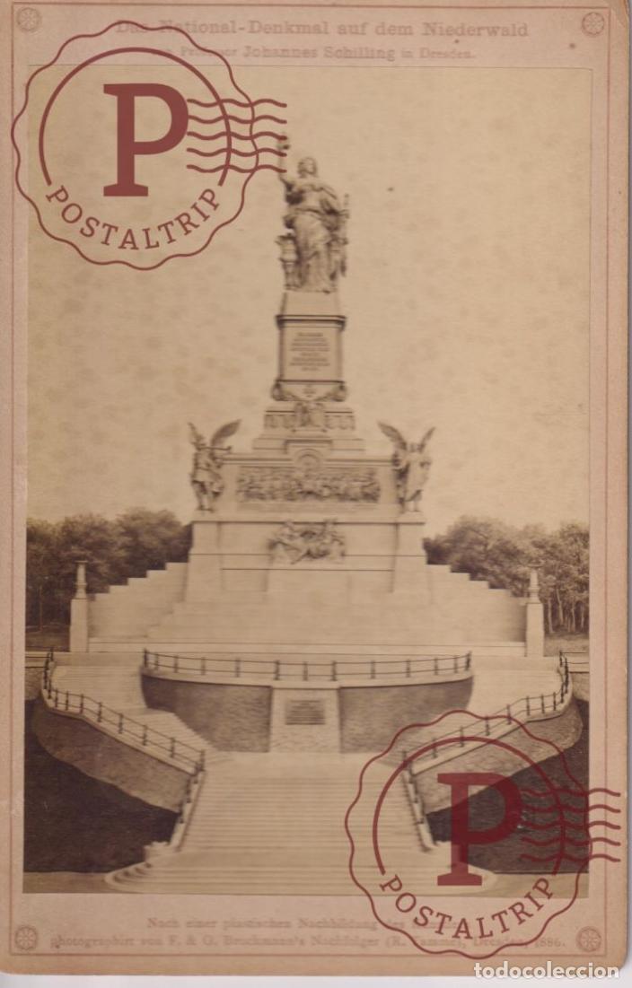 Photographie ancienne: DAS NATIONAL DENKMAL AUF DEM NIEDERWALD 1886 CABINET +-16*11CM
