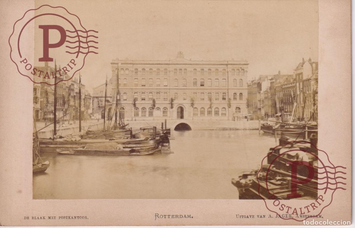 Photographie ancienne: NETHERLAND. PAISES BAJOS. ROTTERDAM. DE BLAAK MET POSTKANTOOR. UITGAVE VAN A. JAGER. CABINET 17.5X12