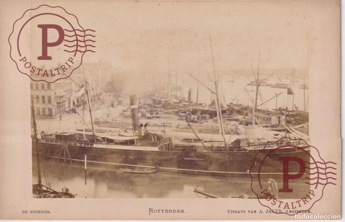 Photographie ancienne: NETHERLAND. PAISES BAJOS. ROTTERDAM. DE BOOMPJES. UITGAVE VAN A. JAGER. CABINET 17.5X12CM