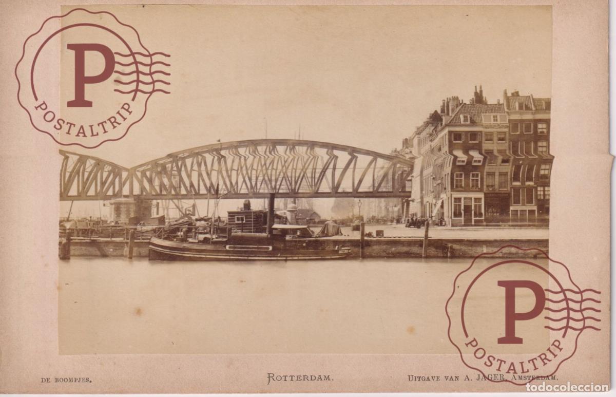 Photographie ancienne: NETHERLAND. PAISES BAJOS. ROTTERDAM. DE BOOMPJES. UITGAVE VAN A. JAGER. CABINET 17.5X12CM