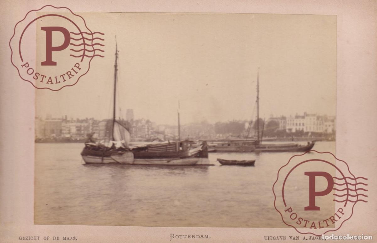 Fotograf&iacute;a antigua: NETHERLAND. PAISES BAJOS. ROTTERDAM. GEZICHT OP DE MAAS. A JAGER. CABINET 17.5X12CM