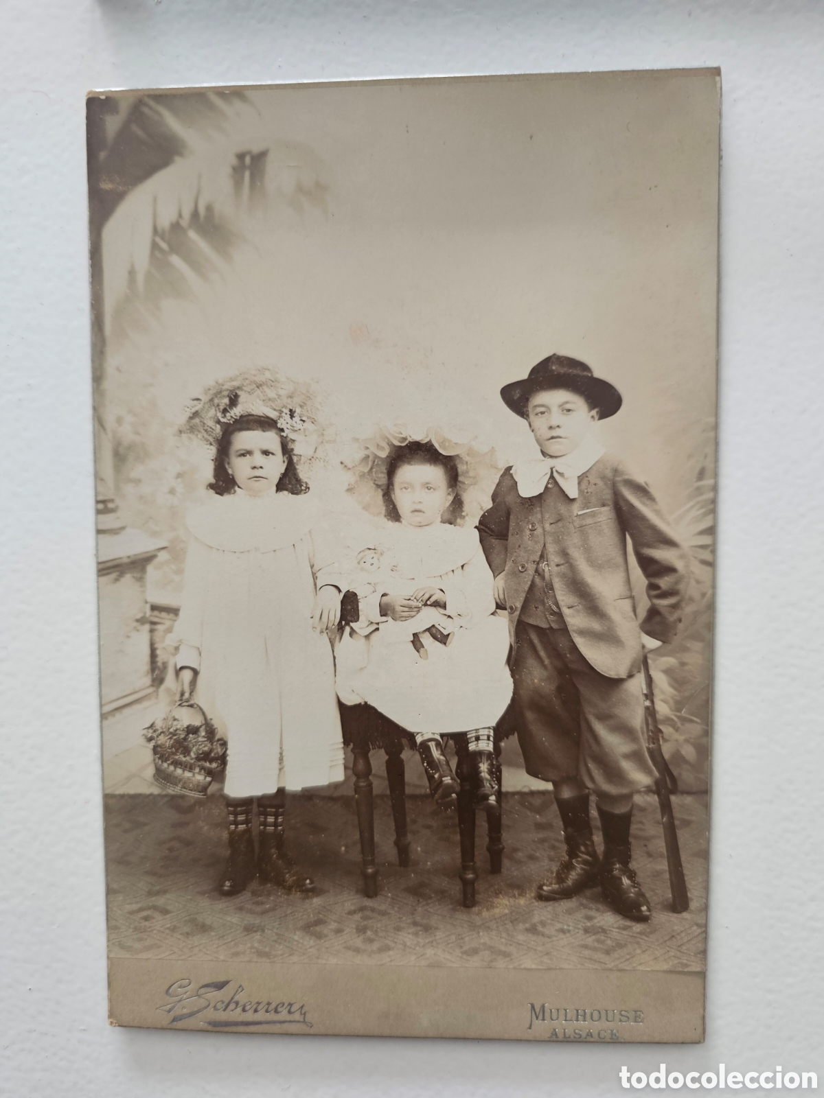 Fotograf&iacute;a antigua: ​Fotograf&iacute;a Cabinet Card - Retrato de Ni&ntilde;os - G. Scherrer, Mulhouse (Alsacia) - &Eacute;poca Victoriana Bel
