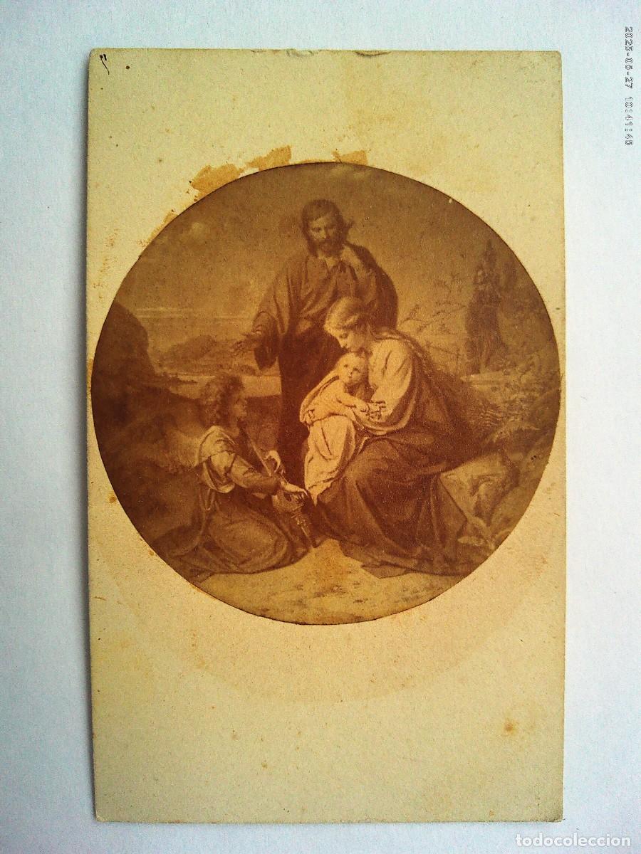 Fotograf&iacute;a antigua: CDV CON PINTURA DE LA SAGRADA FAMILIA , SIGLO XIX