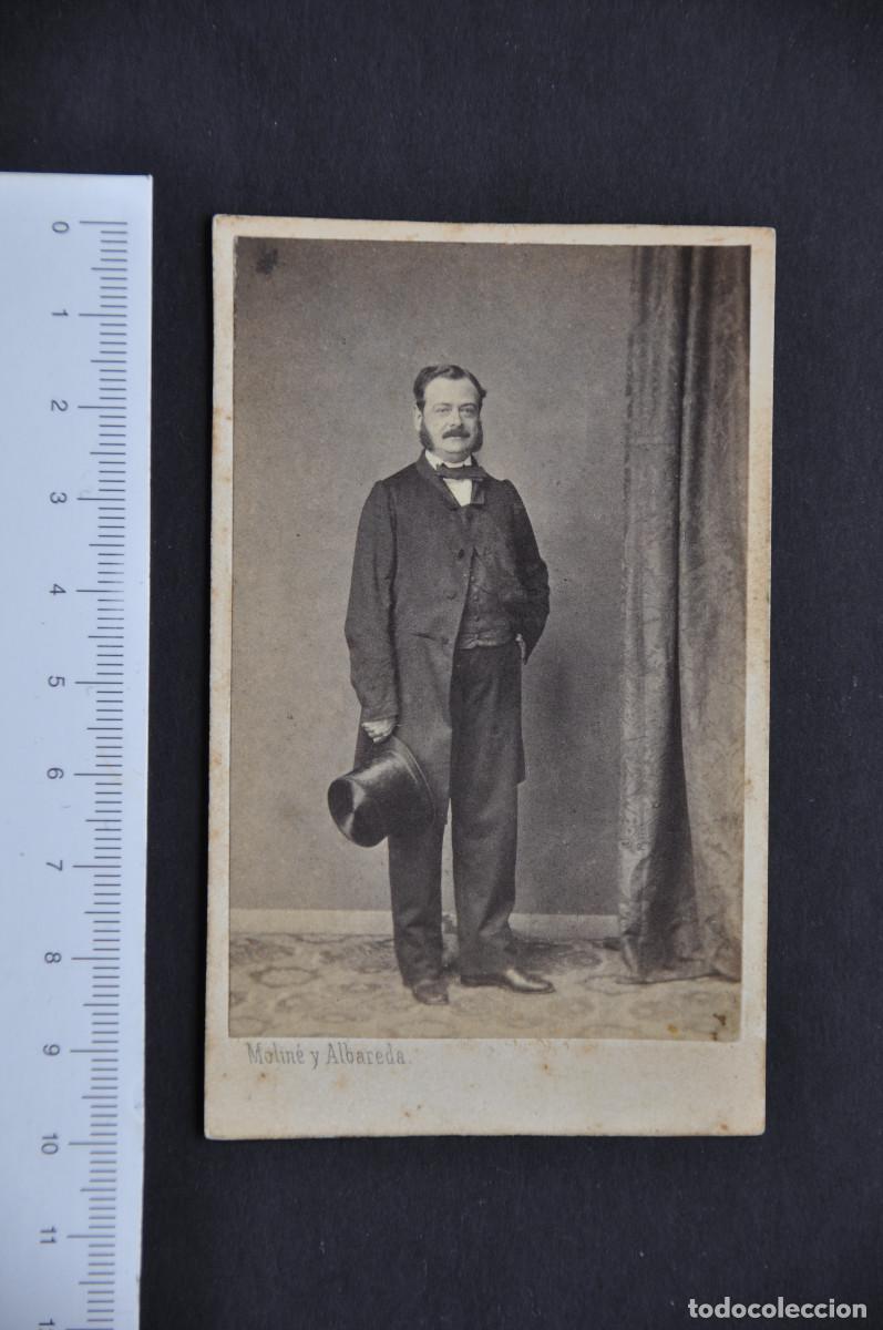Fotograf&iacute;a antigua: CARTA DE VISITA DE UN CABALLERO - ESTUDIO MOLINE Y ALBAREDA (BARCELONA)