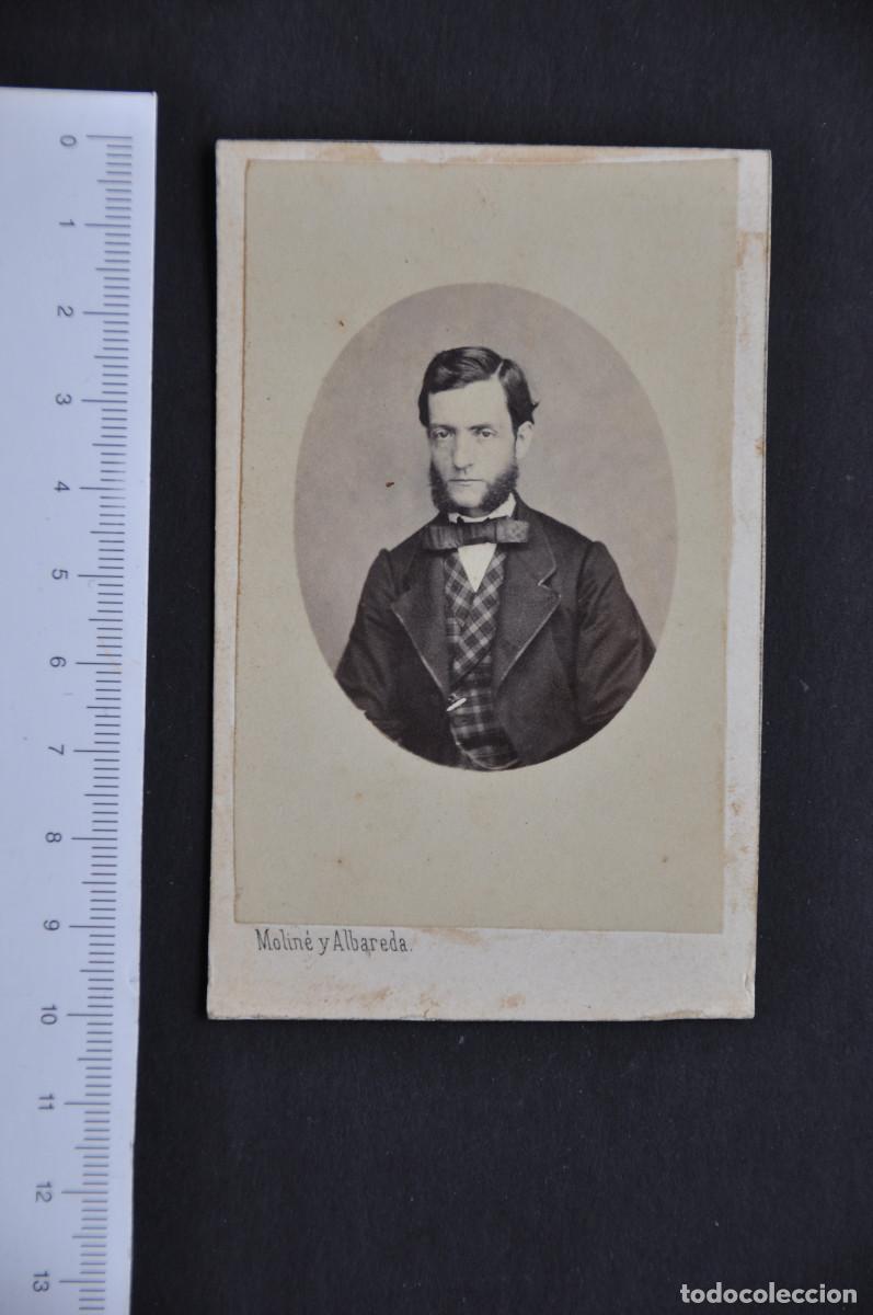 Fotograf&iacute;a antigua: CARTA DE VISITA DE UN CABALLERO - ESTUDIO MOLINE Y ALBAREDA (BARCELONA)