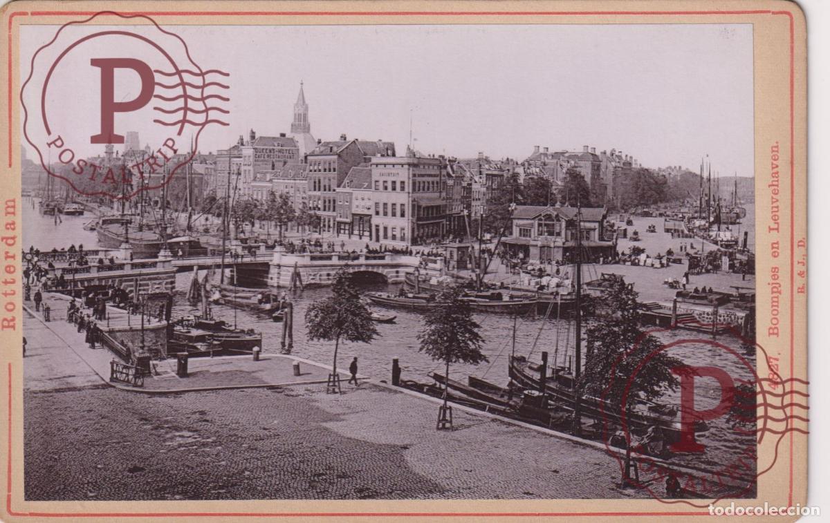 Fotograf&iacute;a antigua: NETHERLAND. PAISES BAJOS. ROTTERDAM. BOOMPJES EN LEUVEHAVEN. CABINET 17X11CM