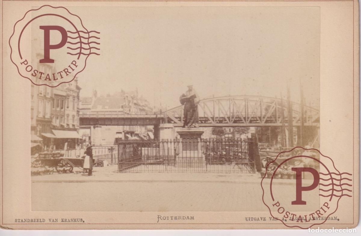 Fotograf&iacute;a antigua: NETHERLAND. PAISES BAJOS. ROTTERDAM. STANBEELD VAN ERASMUS. A. JAGER. CABINET 17X11CM