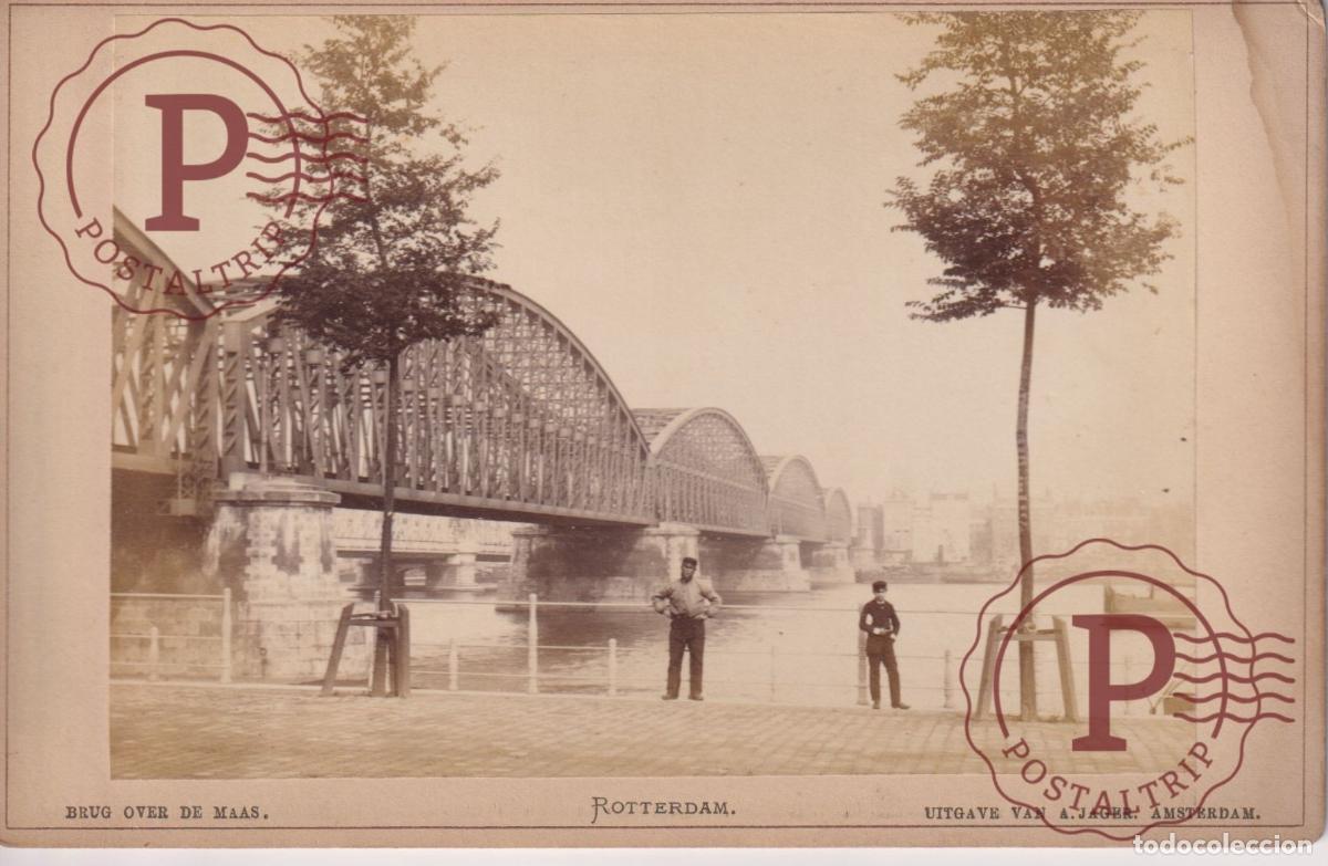 Fotograf&iacute;a antigua: NETHERLAND. PAISES BAJOS. ROTTERDAM. BRUG OVER DE MAAS. VAN A. JAGER. CABINET 17X11CM