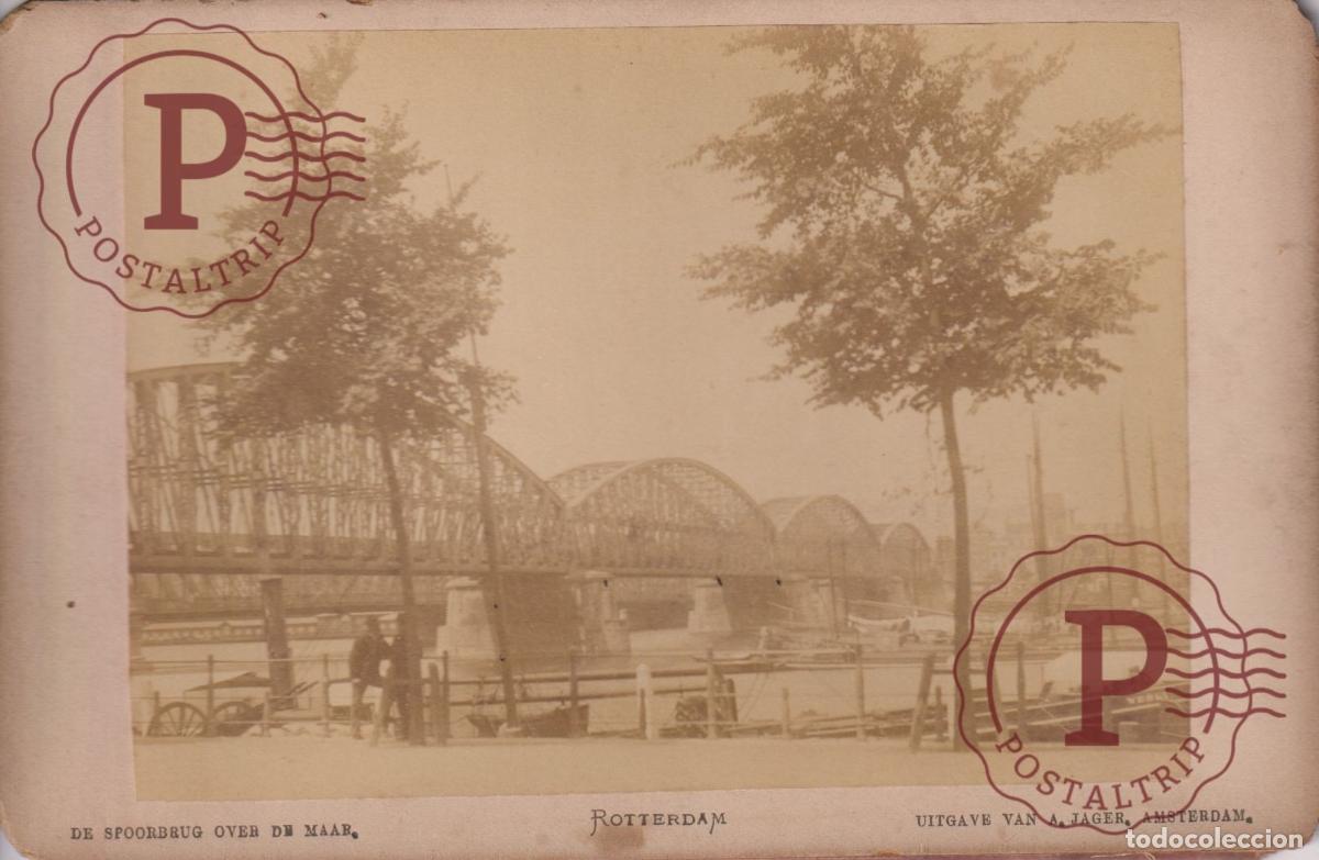 Fotograf&iacute;a antigua: NETHERLAND. PAISES BAJOS. ROTTERDAM. DE SPOORBRUG OVER DE MAAS. CABINET 17X11CM DAMAGE BACKSIDE.