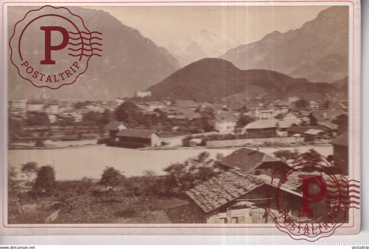 Fotograf&iacute;a antigua: INTERLAKEN ET LA JUNGFRAU SUISSE BE BERNE 16.5*11CM AD BRAUN DORNACH ALSAC PARIS