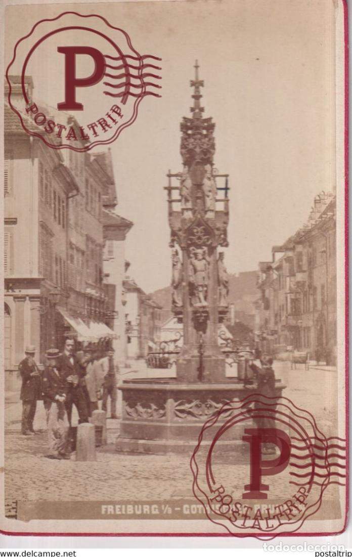 Fotograf&iacute;a antigua: Freiburg, Gothischer Brunnen in der Kaiserstra&szlig;e Baden-Wurtemberg DEUTSCHLAND GERMANY 16.5*11CM