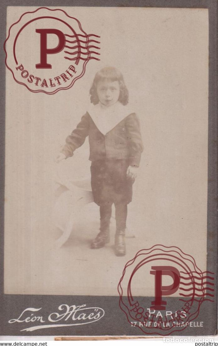 Photographie ancienne: LEON MAES PARIS RUE DE LA CHAPELLE PHOTOGRAPHIE 16.5*11CM PHOTO CABINET