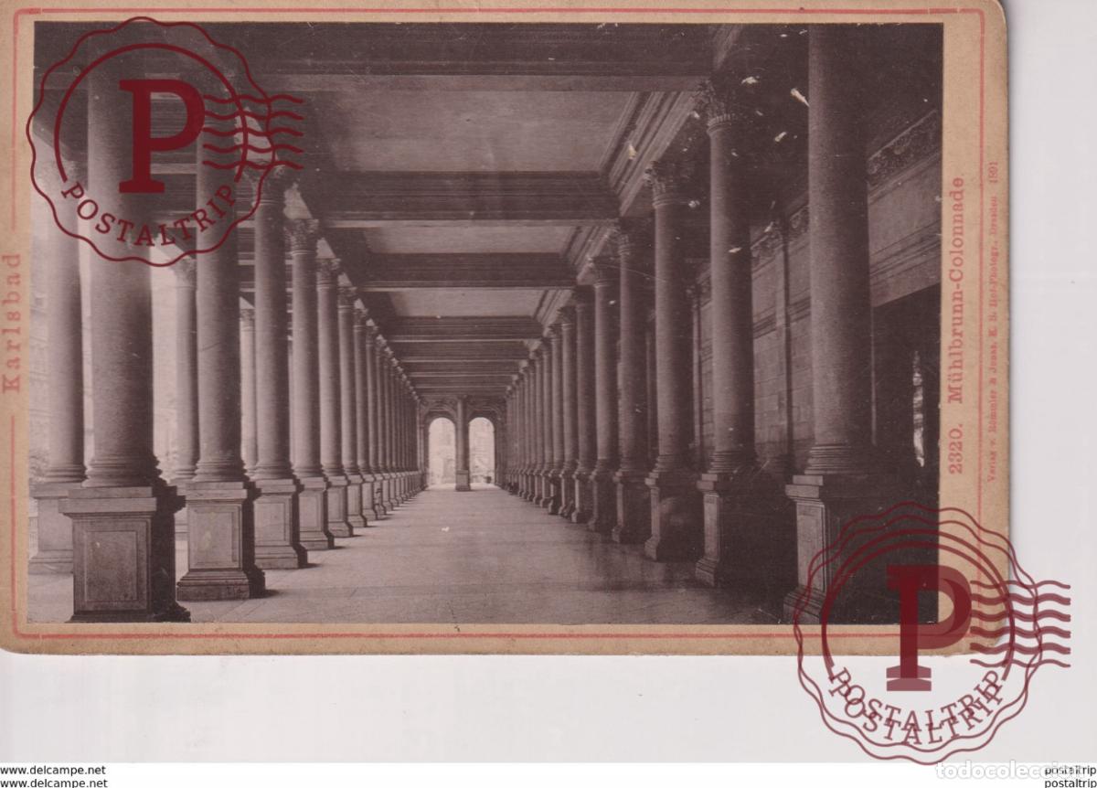 Fotograf&iacute;a antigua: 1891 KARLSBAD MUHLBRUNN COLONNADE Czech Republic 16*10CM CABINET PHOTOGRAPHS
