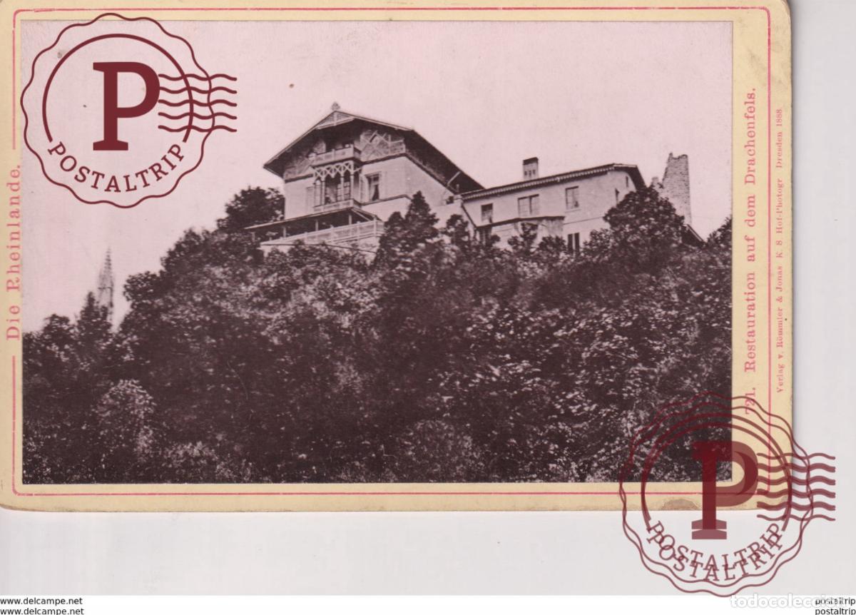 Fotograf&iacute;a antigua: 1888 DIE RHEINLANDE K&ouml;nigswinter, Restauration auf dem Drachenfels ROMMLER JONAS GERMANY 16*10CM CAB