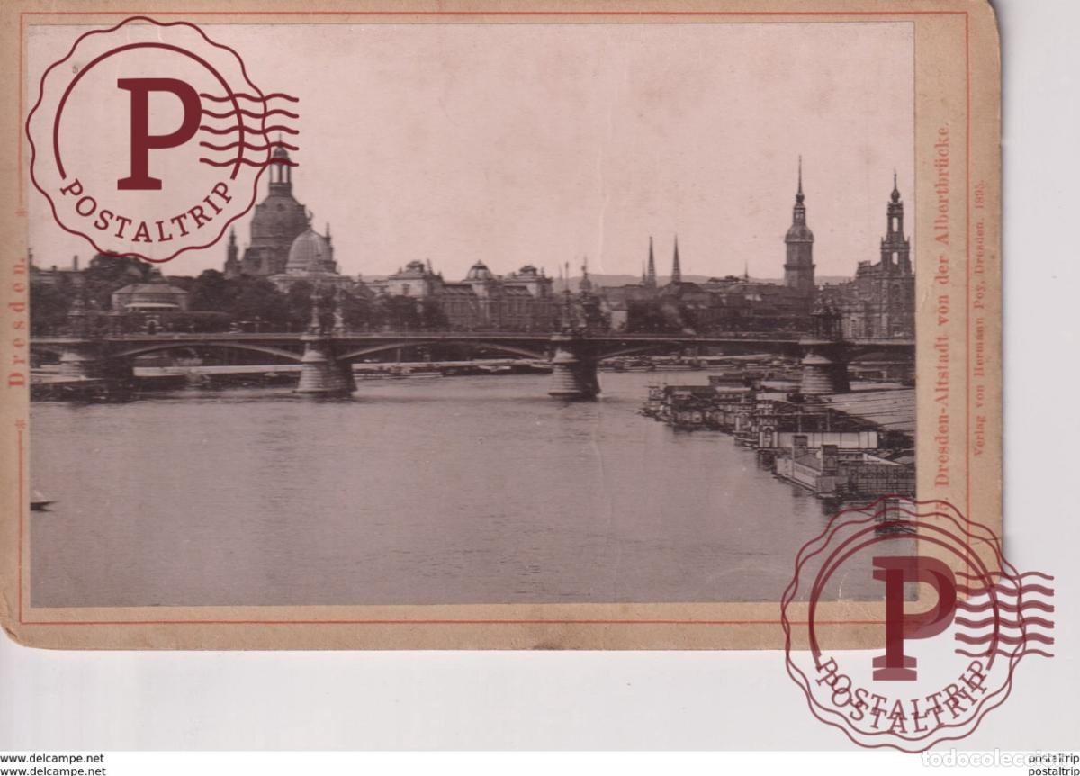 Fotograf&iacute;a antigua: 1895 DRESDEN ALTSTADT VON DER ALBERTBR&Uuml;CKE DEUTSCHLAND SEE RIGHT CORNER GERMANY 16*10CM CABINET PH