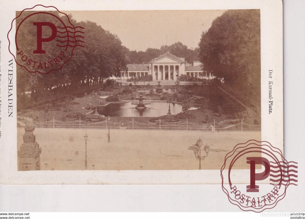 Antique Photography: WIESBADEN DER KURSAAL PLATZ J F STIEHM BERLIN 16*11CM CABINET PHOTOGRAPHS
