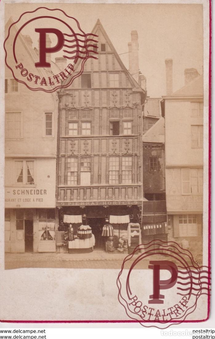 Fotograf&iacute;a antigua: PIERRAT HORTET 9 MAGAZIN SCHNEIDER RESTAURANT ET LOGE A PIED SHOPFRONT FRANCE 16*10CM CABINET PHO