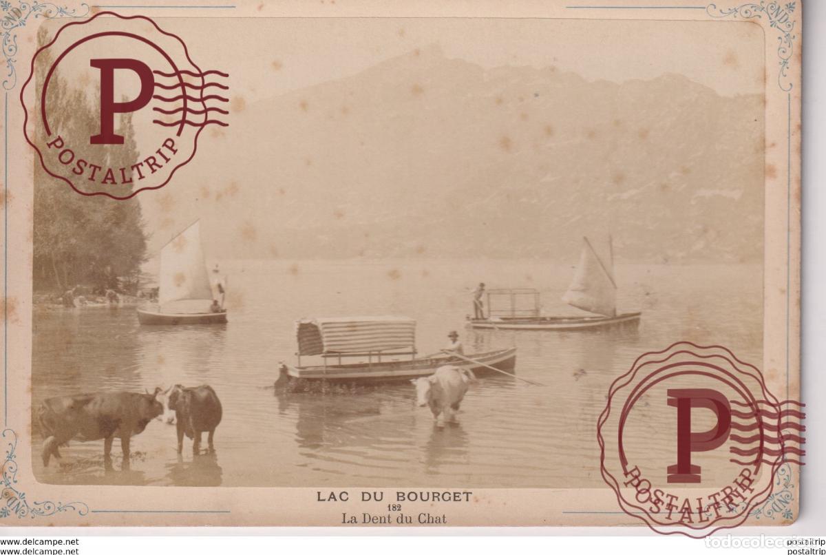 Fotograf&iacute;a antigua: 1893 AIX LES BAINS Lac du Bourget en Savoie France LA DENT DU CHAT FRANCE 16*10CM CABINET PHOTOGRAP