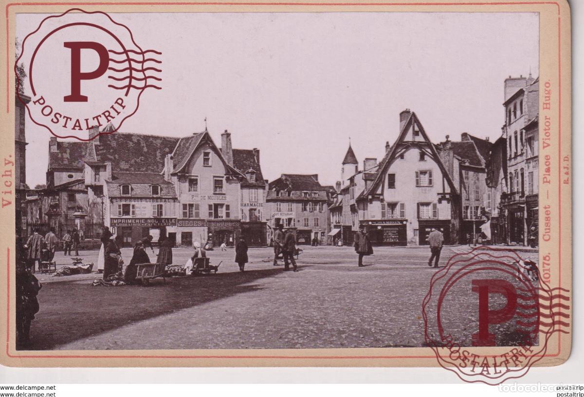 Alte Fotografie: VICHY CUSSET PLACE VICTOR HUGO R & J.D FRANCE 16*10CM CABINET PHOTOGRAPHS