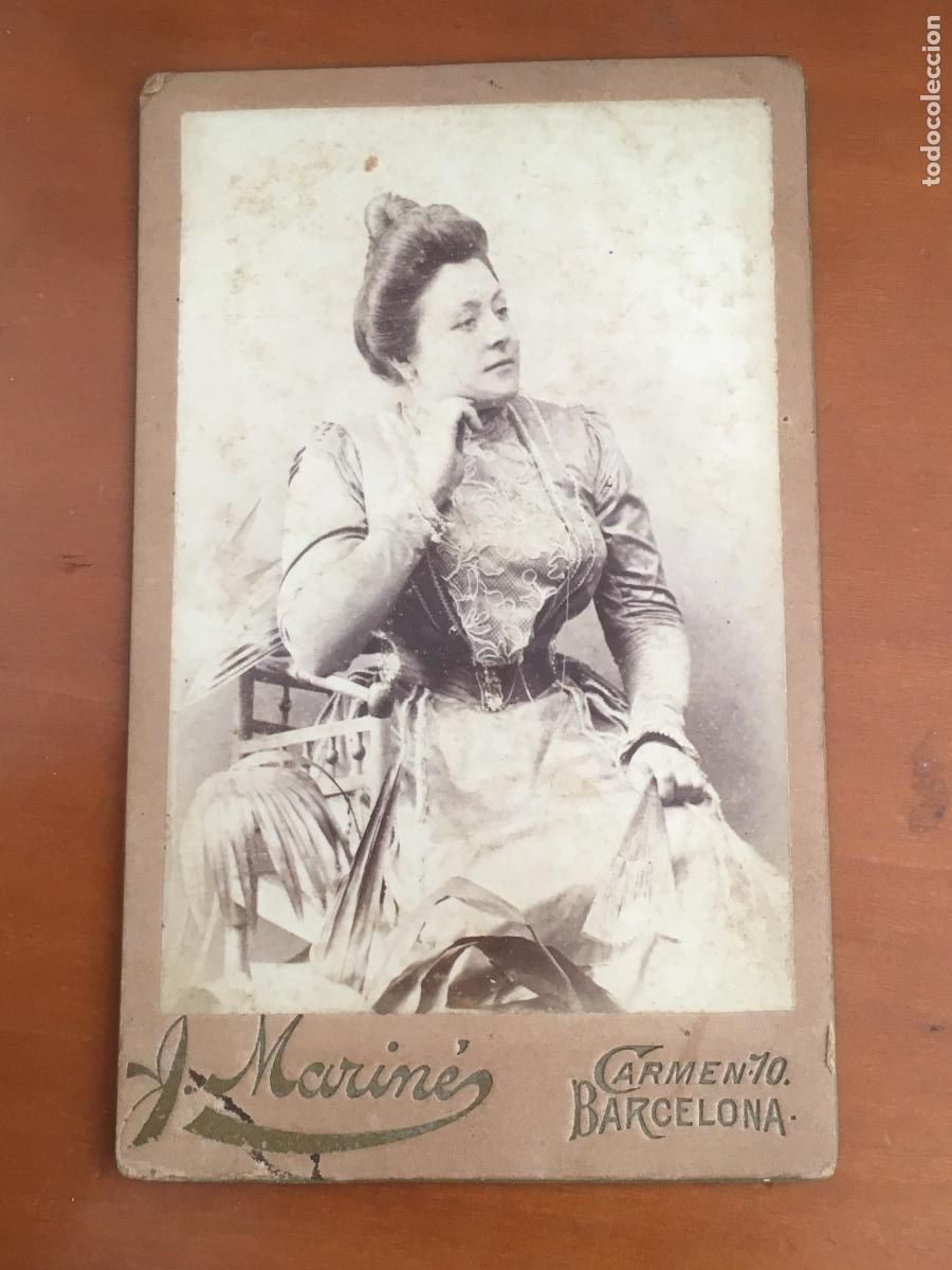 Fotograf&iacute;a antigua: foto carta de visita original fotografo marine barcelona