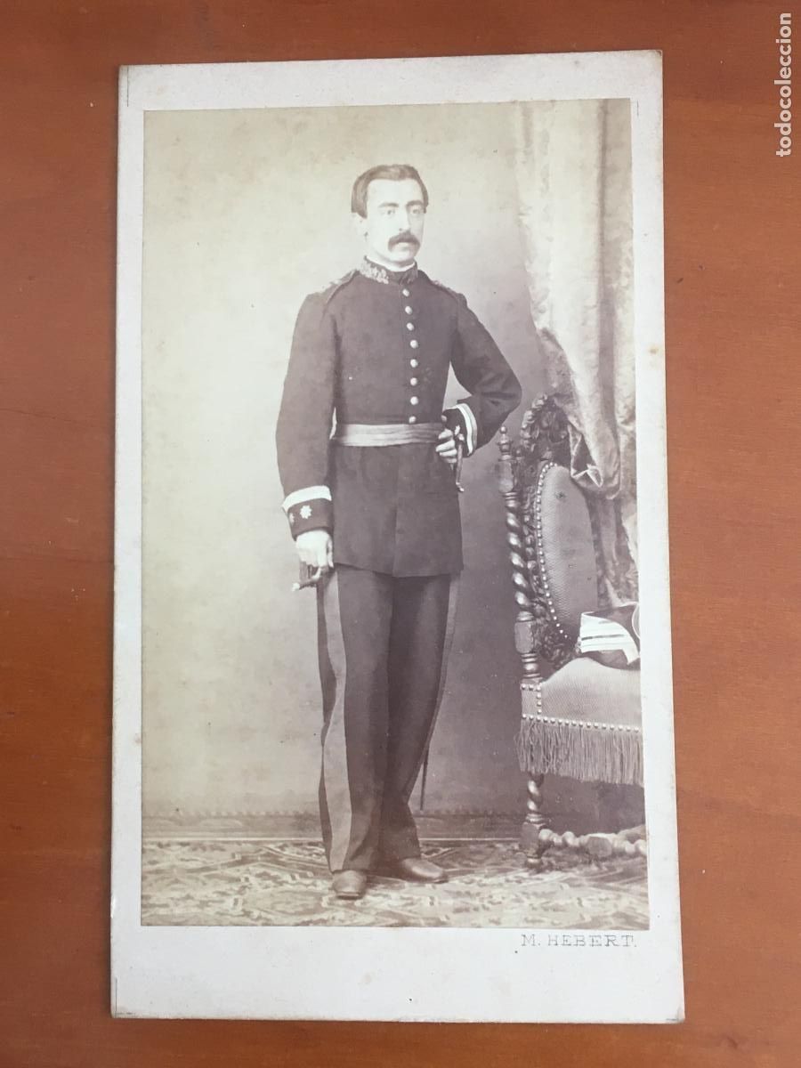 Fotograf&iacute;a antigua: militar foto carta de visita original fotografo hebert madrid