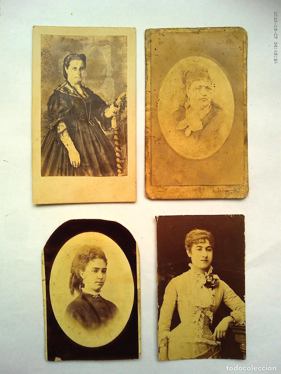 Fotograf&iacute;a antigua: LOTE DE 4 CDV DE SE&Ntilde;ORAS ESPA&Ntilde;OLAS . SIGLO XIX. . SIN MARCAS DE FOTOGRAFO.