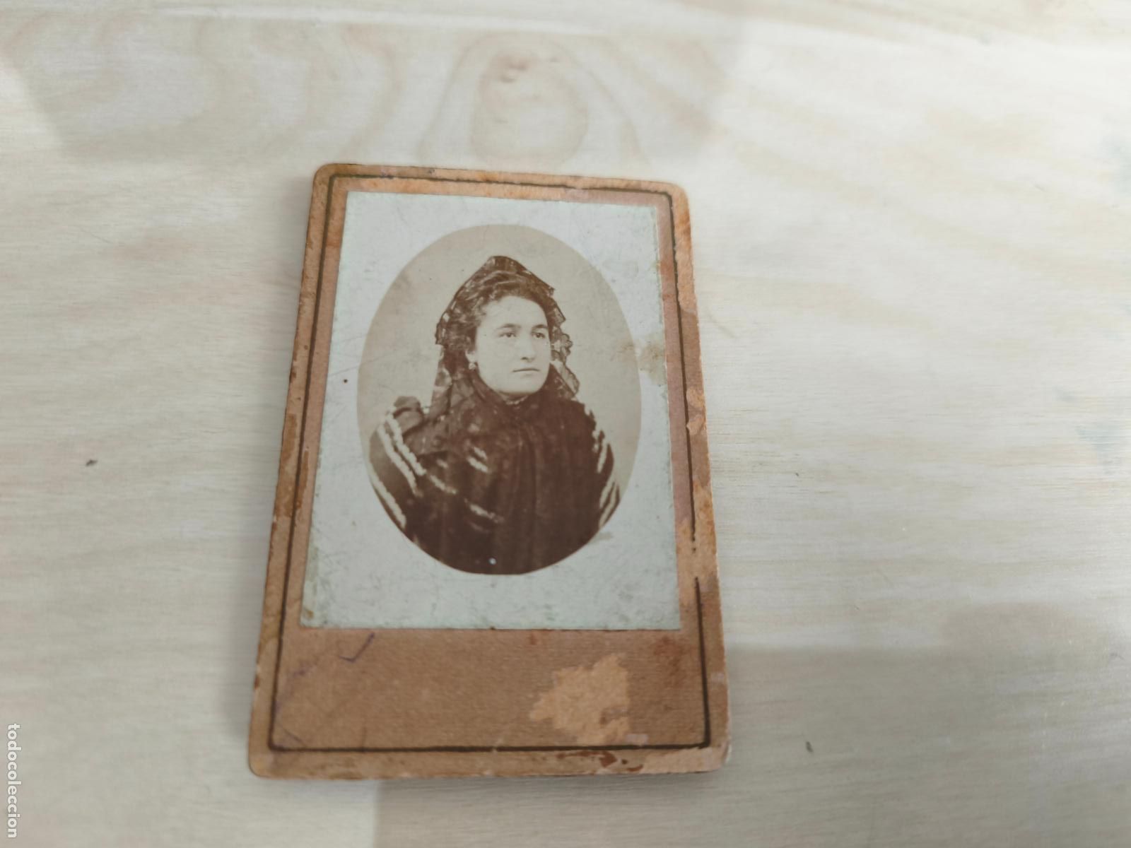 Fotograf&iacute;a antigua: Fotograf&iacute;a de una dama, de Aniceto de Santander. Finales S. XIX. Mide 6,5 x 4,5 cms