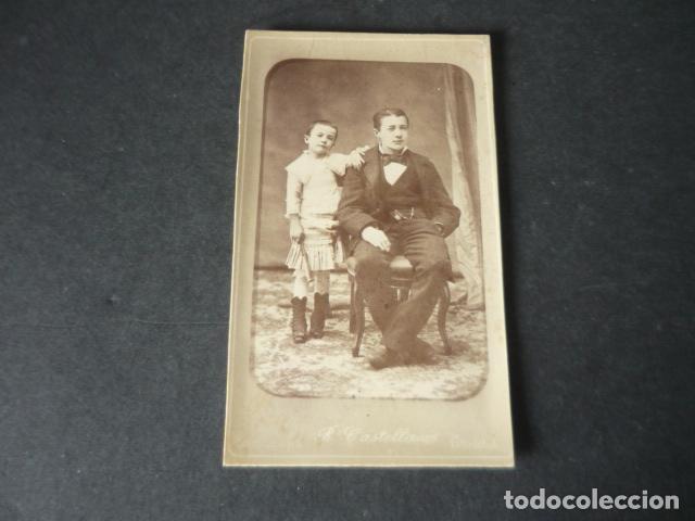 Fotograf&iacute;a antigua: CARTE DE VISITE RETRATO DE PADRE E HIJO CASTELLANOS FOTOGRAFO VALLADOLID