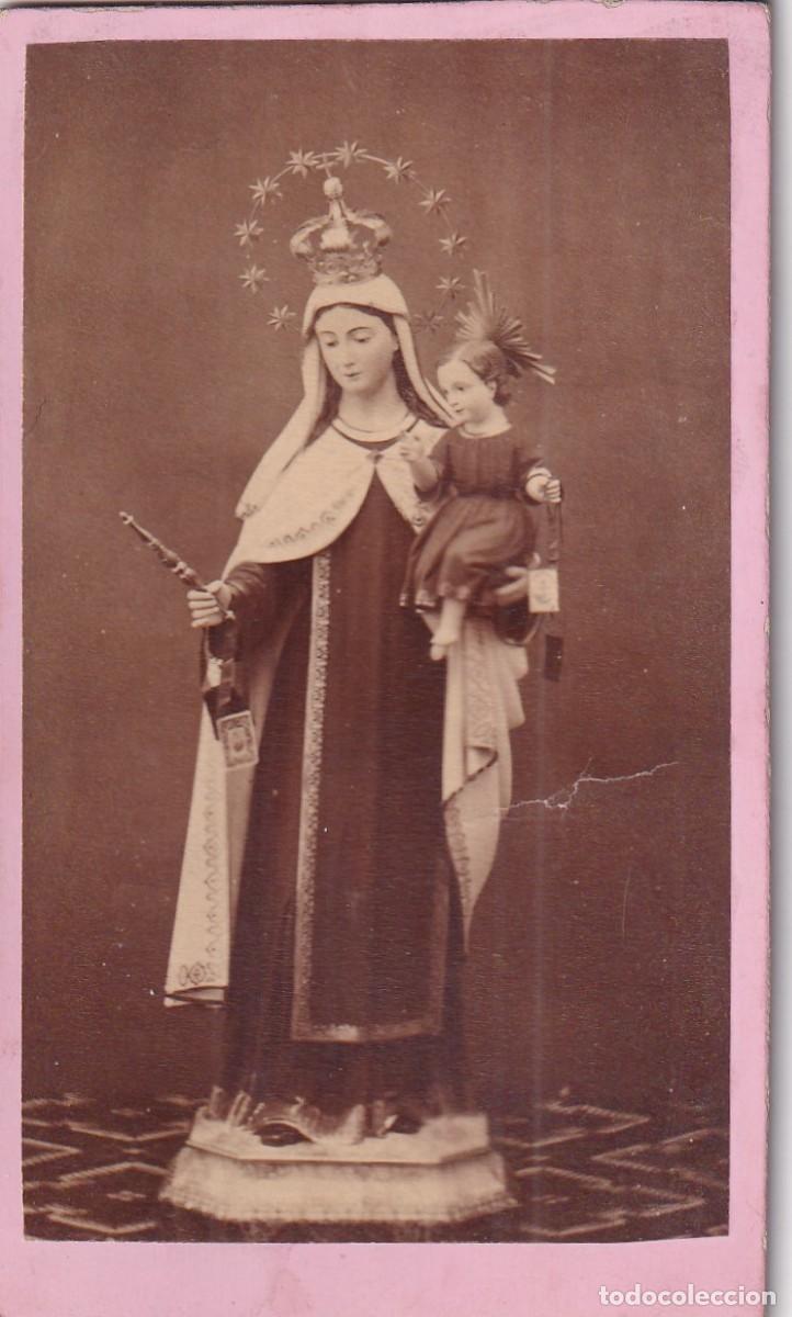 Fotograf&iacute;a antigua: Alb&uacute;mina imagen de la Virgen del Carmen. Valladolid, Juan Hortelano fot&oacute;grafo