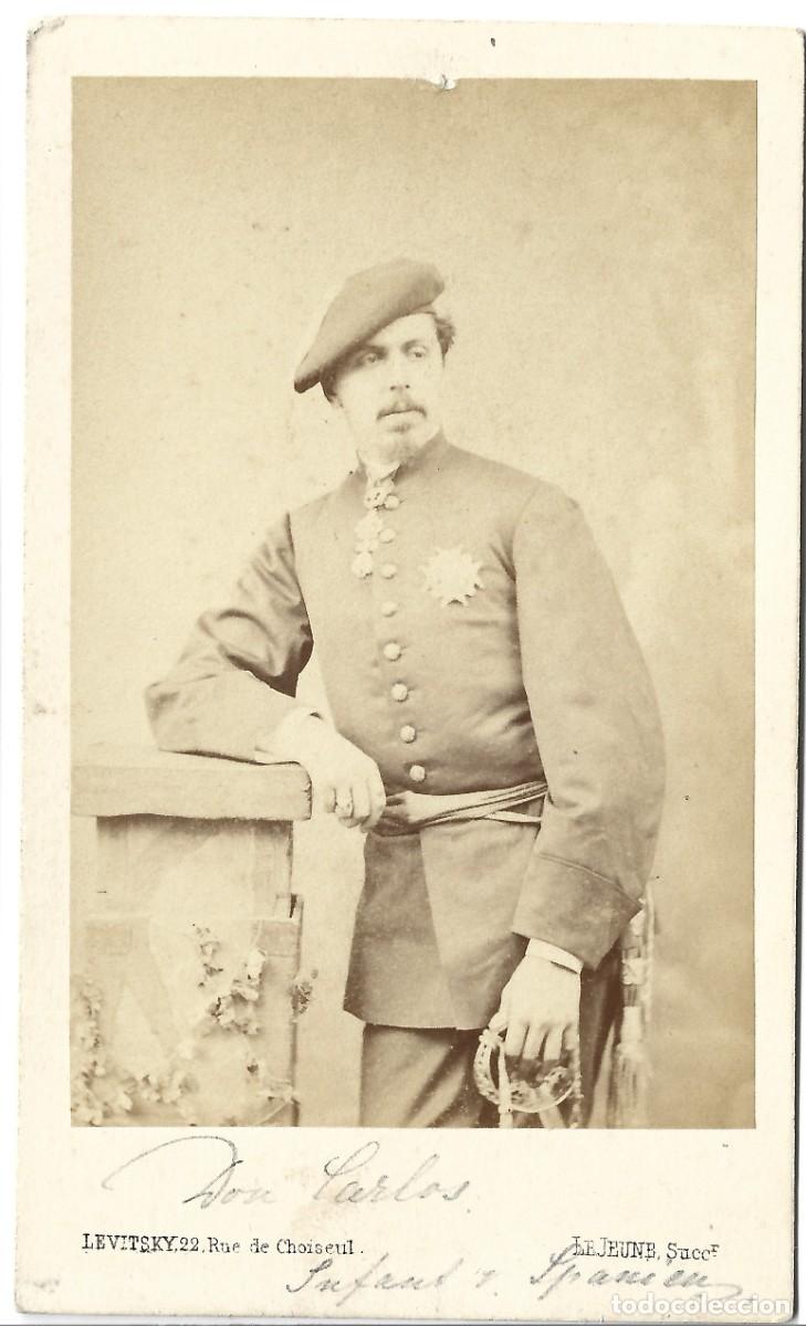 Fotograf&iacute;a antigua: 1870's CDV Carte de visite carlismo Carlos VII pretendiente corona Espa&ntilde;a LEVITSKY, Par&iacute;s